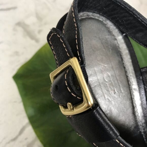 Coach Slingback Open Toe Leather Wrap Heeled Sandal Black 8 - Picture 5 of 11